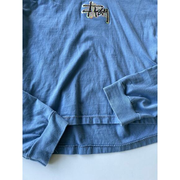Stussy Holographic Logo Hoodie Light Blue Size Large - Picture 3 of 6
